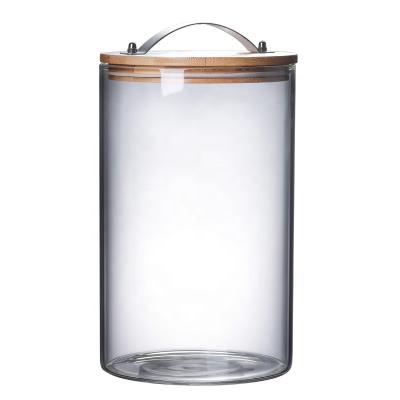 China Large Size Clear Airtight Storage Freshness Preservation Glass Jar With Lid And Handle 4000ml for sale