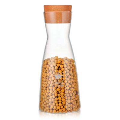 China Wholesale Hand Made Bottle Heat Resistant Cork High Borosilicate Glass 500ml /17oz Storage Bottle for sale