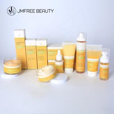 China Anti-aging JMFREE Custom Private Label Korean Beauty Facial Set Natural Organic Vegan Whitening Anti Acne Turmeric Skin Care Set for sale