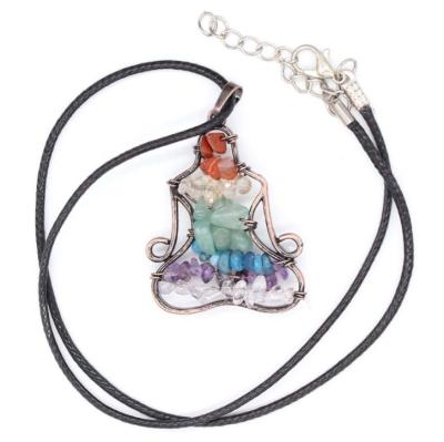 China Wholesale Europe Yoga Handmade Body Colorful Crystals 7 Life Stone Tree Chakra Wisdom Pendant Necklaces for sale