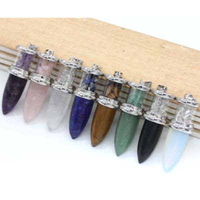 China Natural Healing Crystal Necklace Conical Pendants Colorful Gallet New Europe Design Custom Special Gifts for sale