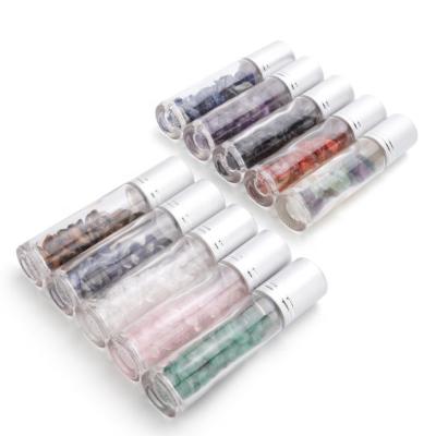 China Wholesale Custom Natural Refillable Quartz Crystal Roller Ball Bottle Europe Chakra Essential Oil Healing Reiki for sale