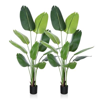 China 156CM Huge Artificial Banana Real Touch High Quality Plastic Leaves Plant Tree For Outdoor Garden Decoration for sale