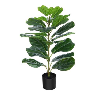 China 90cm Plants Decor Artificial Fiddle Leaf Fig Tree Bonsai Real Touch Greenery Plastic Wholesale Fancy Living Room for sale