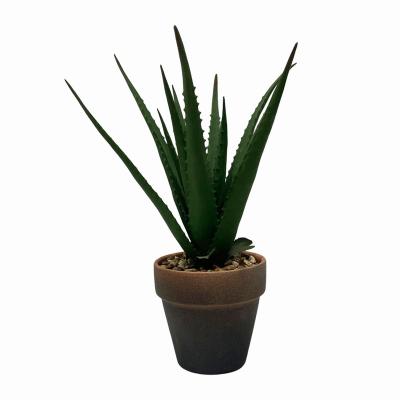 China 34.5CM Tall Artificial Plants Aloe Vera Potted Plastic Fake Plants Tabletop Plastic Decorative Bonsai Desktop for sale