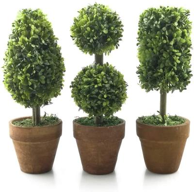 China Plastic Artificial Ball Topiary Sphere Boxwood Plant Trees Artificial Grass Plants In Pots For Home Decor Bathroom for sale