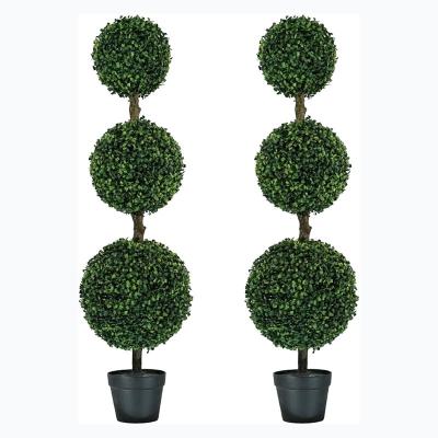 China 120CM High Plastic Artificial Trees Plants Large Size Artificial Boxwood Topiary Ball Fake Plants Potted for sale