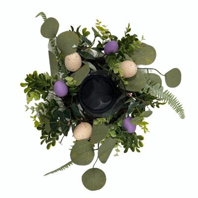 China Artificial Flower Home Door Egg Easter Decoration Garland Candle Holders Hanging Glass Easter Decoration for sale