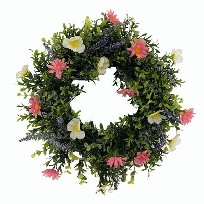 China Beautiful 40CM Pink&White Plastic/Fabric Artificial Plant Flowers Decor Garland For Front Door Or Home Decoration Garland for sale