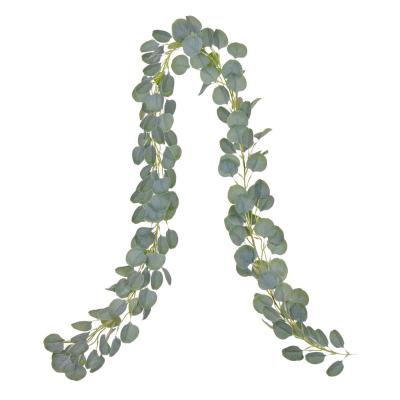 China 6.2FT Metal Plastic Faux Fabric Eucalyptus Wedding Arch Wall Decor Silk Hanging Preserved Artificial Eucalyptus Vines Garland for sale