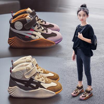 China High Top Kids Shoes Sports Winter Sale Girls Shoes Sneakers New Flat Warm Casual Leather Sports Shoes for sale