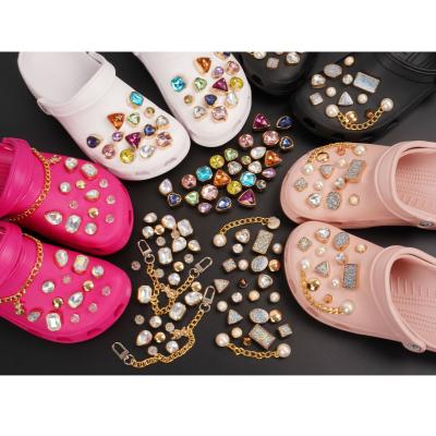 China DIY Anti-slippery Decorative Rhinestone Flat Shoes Buckle Chain Chokes Shoes Kids Garden Shoes for sale