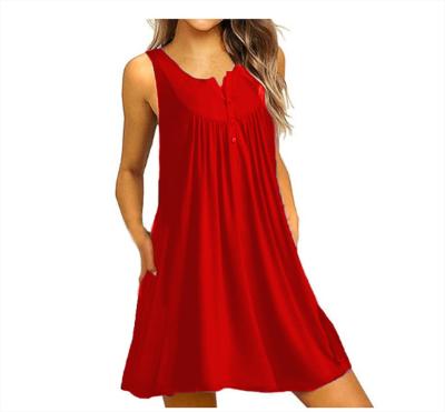 China Breathable Fashion Wholesale Women Apparels Casual Sleeveless Buttonless Dress for sale