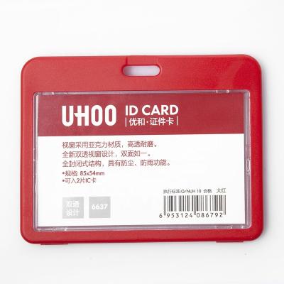 China Durable Uhoo 6637 Acrylic Badge ID Card Holders with Nine Color Options for sale