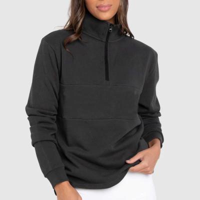 China Anti-Pilling Straight Female Casual Collar Pullover 1/4 Zipper Up for sale