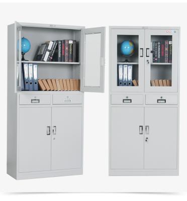 China Filing Cabinet Office Furniture Equipment Metal Stainless Steel Dividers Door Flat File Glass Storage Cabinet for sale