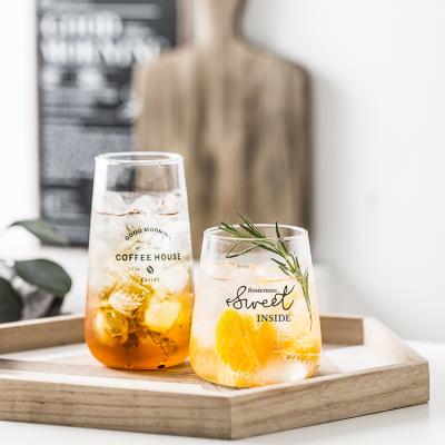 China 2021 Wholesale Hot Selling Logo Nordic Glassware Custom Clear Cup Cola Fruit Juice Cup 450ml Heat Resistant Glass Stocked Heat Resistant Glass Cocktail Glass for sale