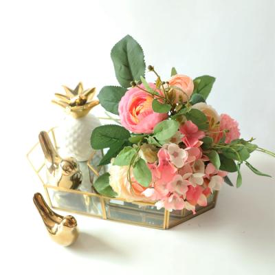 China Wholesale Minimalist Nordic Style Flowerpot Ornaments Ceramic Gardening Wedding Gift Rose Flower Group Artificial Flower For Home Decor for sale