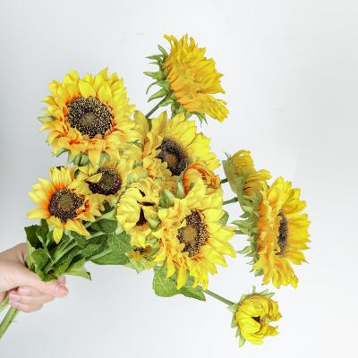 China Custom Artificial Flower Real Touch Wholesale Minimalist Cheap Plastic Sunflowers For Wedding Table Decoration Home Vase Ceramic Ornaments for sale