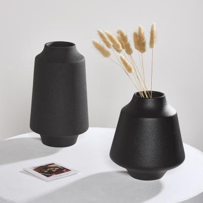 China Europe India Style Black Matt Classic Desktop Home Furnishings Ceramic Vases for Indoor and Outdoor Home Decor for sale