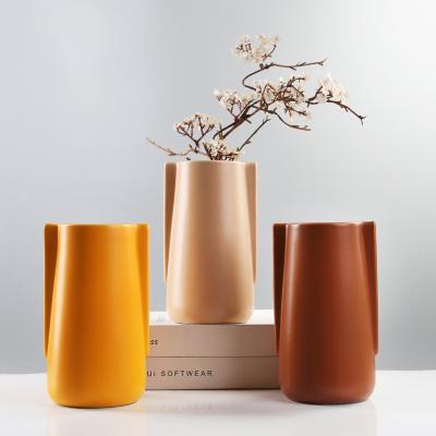 China Nordic modern minimalist creative colorful ceramic tabletop decoration vase flower living room handmade ornaments for sale