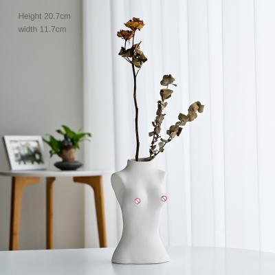 China Flower Vase Porcelain Female Body Deisgn Creative Luxury Tall Ceramic White And Black Vase Minimalist Creative For Home Decoration for sale