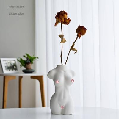 China Flower Vase Porcelain Female Body Deisgn Creative Luxury Tall Ceramic White And Black Vase Minimalist Creative For Home Decoration for sale