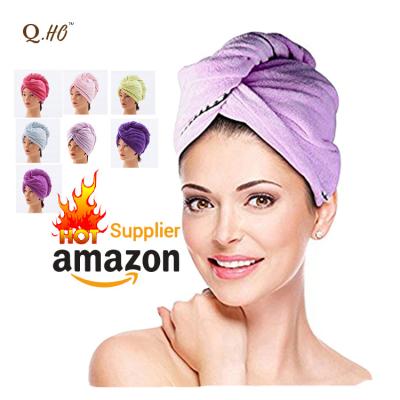 China QUICK DRY Shower Spa Wrap Hair Dryer Hat Microfiber Terry Turban Head Dry Hair Towel for sale