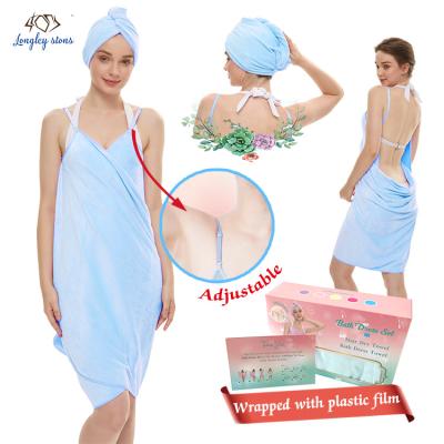 China High Quality Sexy QUICK DRY Bath Robe Women Microfiber Bathrobe Wearable Towel for sale