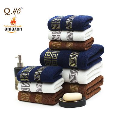 China 100% cotton water pattern 100% egyptian cotton hot salewhite QUICK DRY pure luxury bath hand face hotel towels combed for sale