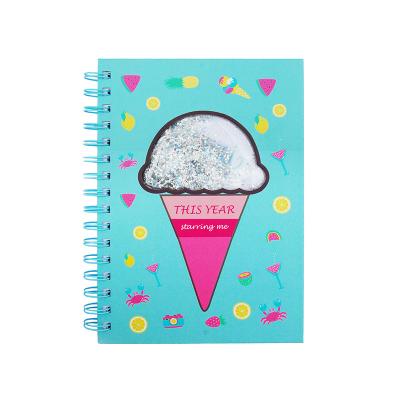 China Ice Cream Funny Notebook Children BTS School Supplies Printed Spiral Notebook Automatic Glitter for sale