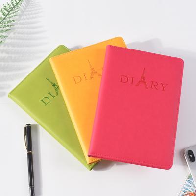 China PU Cover Bright Smart Diary Book Color Waterproof Leather Diary Book Waterproof Stitching Leather Diary Hard Cover With Hot Stamping for sale