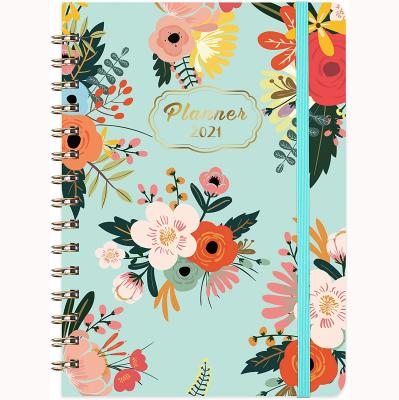 China 2021 High Quality Daily Planner Gorgeous Floral Printing Spiral Weekly Pattern Planner With Pocket for sale