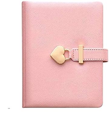 China PU leather cover pink PU leather journal spiritual personalized personalized journal with heart-shaped combination lock A5 for sale