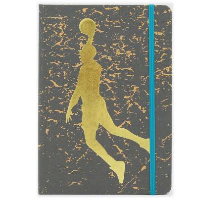 China 2021 Eco-Friendly A5 Hardcover Stamping Foil Stamping Notebook Basketball Practice Wrapping Paper Notebook With Elastic Band for sale