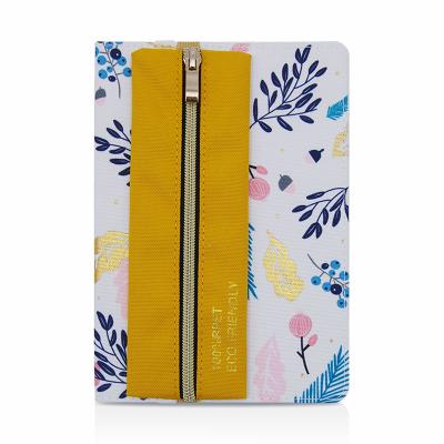 China Custom Eco Friendly Hardcover A5 Flower Notebook Rpet Notebook With Removable Pencil Case for sale