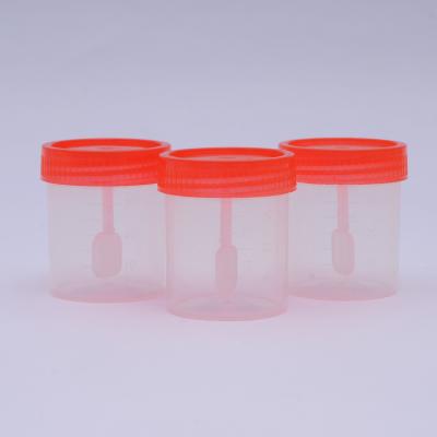 China Disposable Sterile Screw Cup / Urine Cup Container Instant Stool Making and Specimen Prizes with Spoon for sale