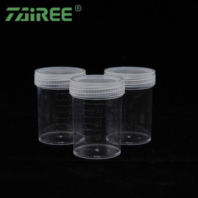 China Screw Cup Specimen Measuring Cup Sterile Plastic Sampling Test Container / Flash Cup 40ml For Urine PS Collection for sale