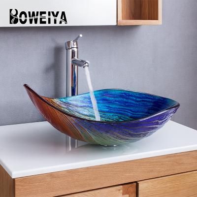 Cina Art Boweiya New Colors Luxury Color Bathroom Sinks Art Bathroom Vanity Vessel Table Top Toilet Cabinet Modern Countertop Faucets The Basin Price in vendita