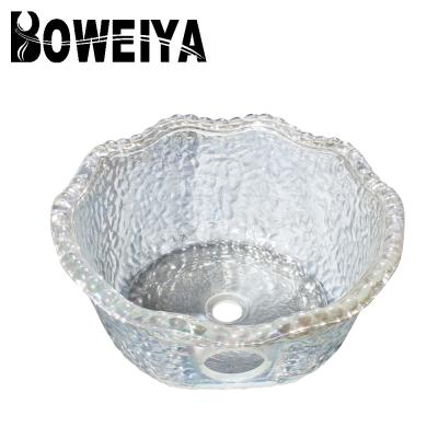 China Luxury Single Foot Style Glass Spa Sink White Pedicure Bowl With Drain for sale