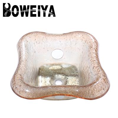 China Water Saving New Modern Design Unbreakable Pink Glass Spa Pedicure Bowls for sale