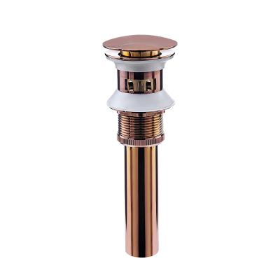 China Modern Luxury Made In China Accept Custom 68mm Rose Gold Polished Overflow Hole Up Drain Filter Basin Noise Sink Drain For Basin for sale