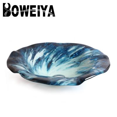 China 2021 Modern Unique Design Bathroom Tempered Glass Hand Wash Vessel Sinks for sale