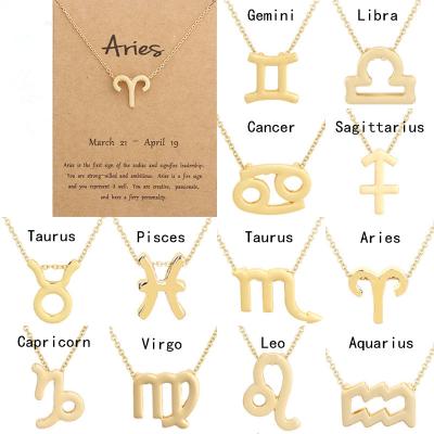 China TRENDY Zodiac Necklace For Women 12 Constellation Pendant Necklace For Girls Sign Horoscope Necklaces Zodiac Jewelry Gifts for sale