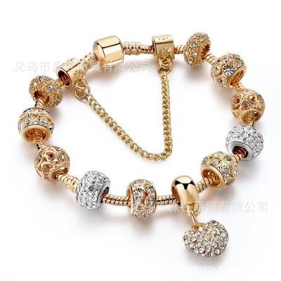 China New TRENDY Jewelry Jeweled Fully Heart Gold Plated Loving Beaded Bracelet Women kc for sale