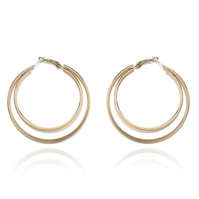 China 2021 TRENDY Exaggerated Personalized Fashion Designer Earrings Popular Brands Double Layer Circle Earrings Creative Earrings for sale