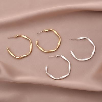 China TRENDY S925 Silver Needle Big Circle Ear Studs Simple Gold Plated Stainless Steel Circle Earring for sale