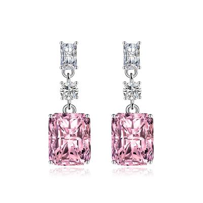 China Fashionable Exquisite Zircon Square Jewelry Female Color Gem Earrings Manufacturer New Earrings for sale