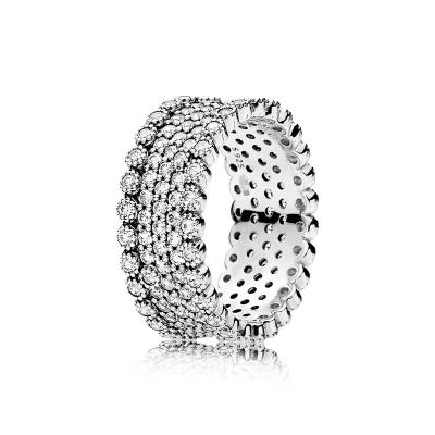 China FASHIONABLE S925 Sterling Silver Three Ring Snake bones chain model simple and elegant personality Ri of Ring Shiny Heart-Shaped Flowing Ring for sale