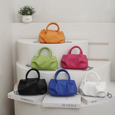 China New Summer Style Spring And Handle Pleat Woven Candy Color Jelly Woman Daily Simple Bags New In Purses And Handbags 2022 for sale